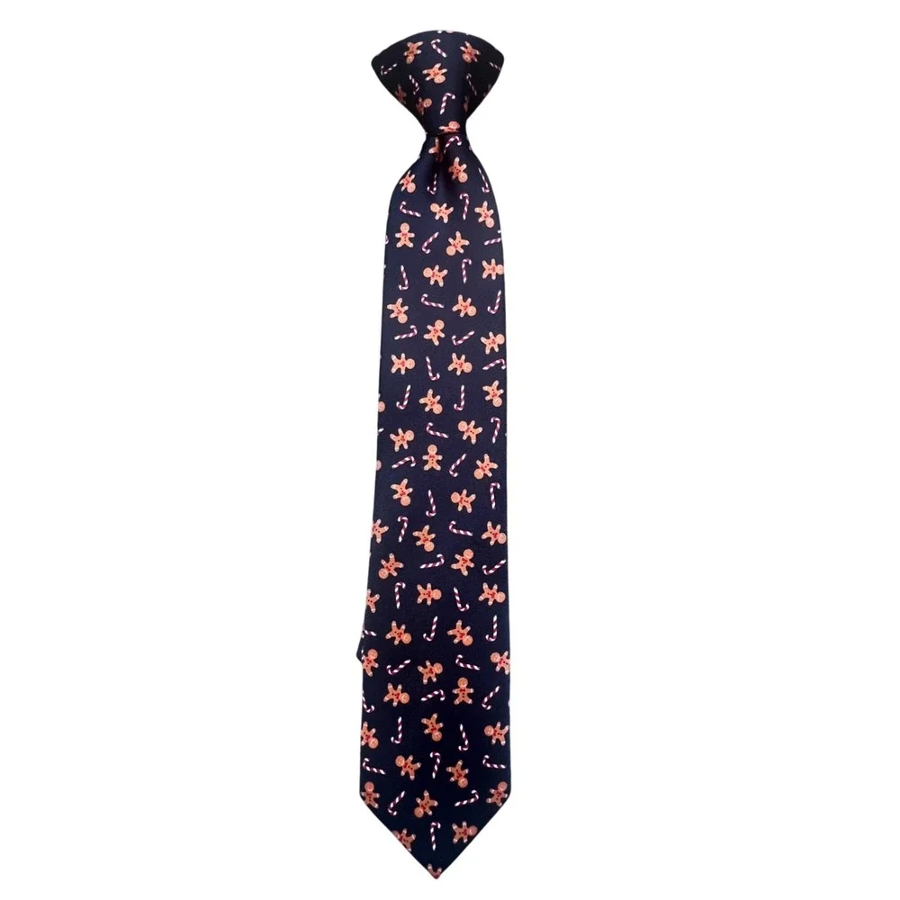 Wembley Boys Navy Gingerbread Man‎ CandyCane Christmas Tie